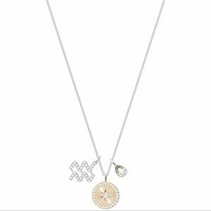 Swarovski Women's Pendant Necklace Zodiac Aquarius Sign Rhodium Plated